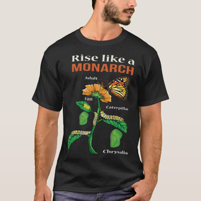 Monarch Butterfly  Lifecycle Metamorphosis T Shirt (Framsida)
