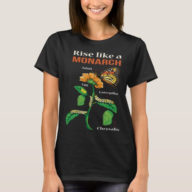 Monarch Butterfly  Lifecycle Metamorphosis T Shirt (Framsida)
