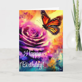 Monarch Butterfly Lila Ro Sunset Birthday Card Kort