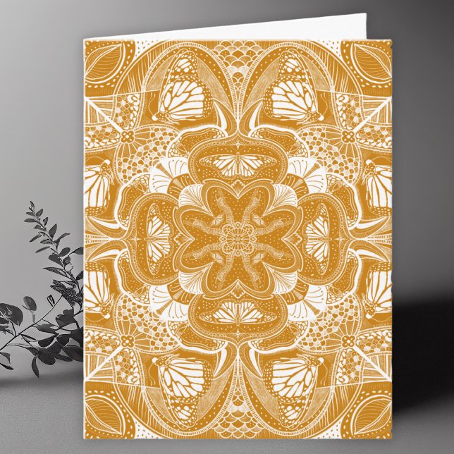 Monarch Butterfly Mandala Art Blank Tack Kort (Skapare uppladdad)