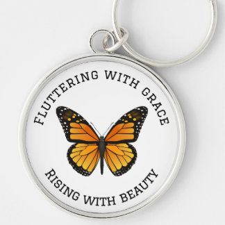 Monarch Butterfly med citat Rund Silverfärgad Nyckelring