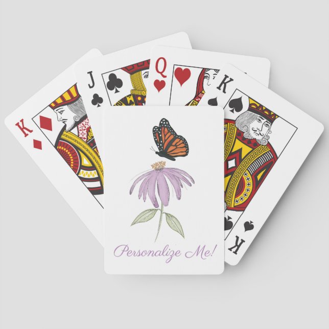 Monarch Butterfly med Lila Cone Flower Casinokort (Baksidan)