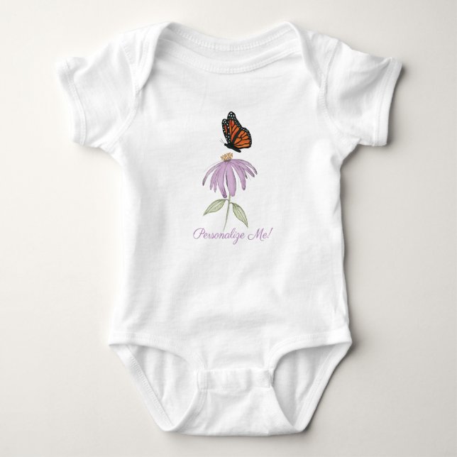 Monarch Butterfly med Lila Cone Flower T Shirt (Framsida)