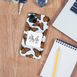 Monarch Butterfly Monogram Botanical Girly