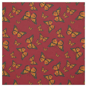 Monarch Butterfly Mönster på Mörkens röda bakg Tyg