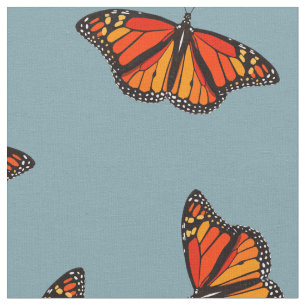 Monarch butterfly mönster retro blue eller ANY fär Tyg