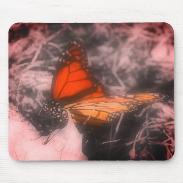 Monarch Butterfly nära svart och vitt Musmatta (Framsidan)