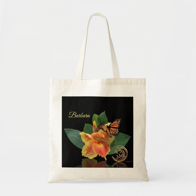 Monarch Butterfly och Canna Lily Tote Tygkasse (Framsidan)