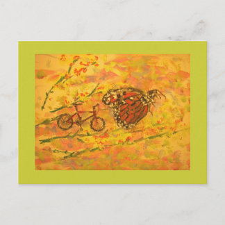 Monarch-butterfly och cykel vykort
