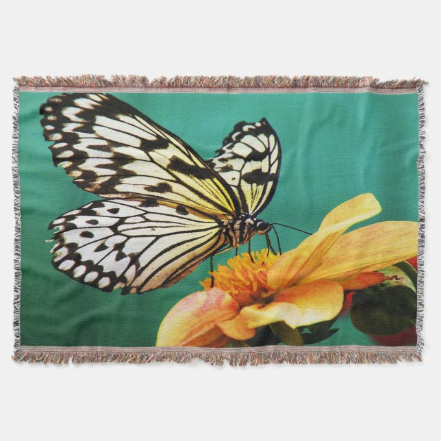 Monarch Butterfly och Orange Flower Filt (Framsidan)