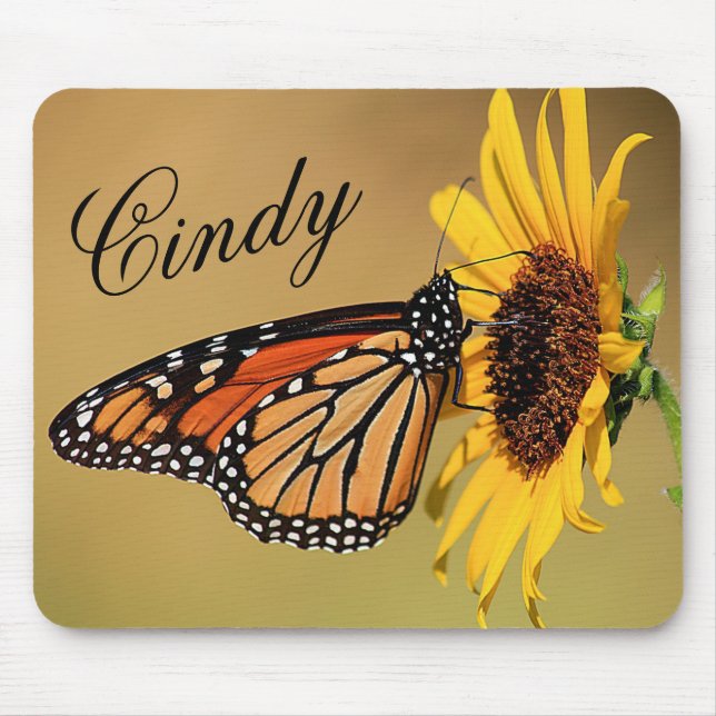Monarch Butterfly och Solros Mouse Pad Musmatta (Framsidan)