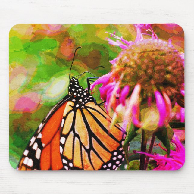 Monarch Butterfly on Flower Abstrakt Art Musmatta (Framsidan)
