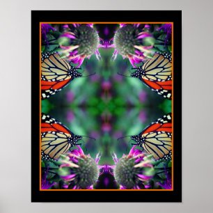 Monarch Butterfly on Flower Close Up Abstrakt Poster