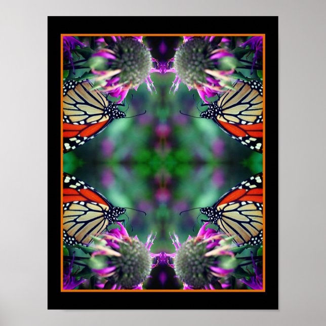 Monarch Butterfly on Flower Close Up Abstrakt Poster (Framsidan)
