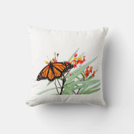 Monarch Butterfly on Milkweed Blooms, White Kudde