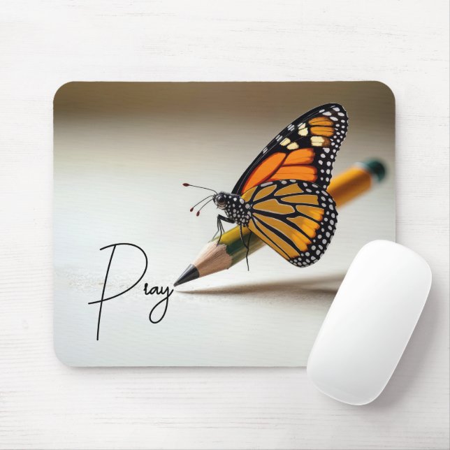 Monarch Butterfly On Pencil With Text Musmatta (Med mus)
