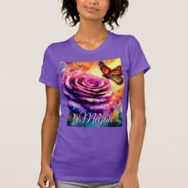 Monarch Butterfly on Rose at Sunset Personalized T Shirt