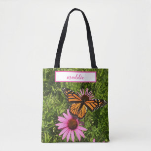 Monarch Butterfly på Echinacea Cone Flower Photo Tygkasse