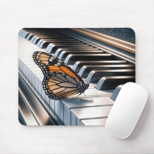 Monarch Butterfly på en piano Musmatta (Med mus)