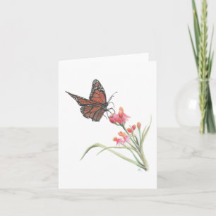 Monarch Butterfly på ett Flower Note Card Anteckningskort