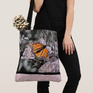 Monarch Butterfly på Flowers Rosa Gothic Tile Tygkasse