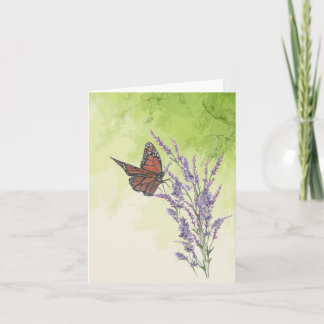 Monarch Butterfly på Lavender Floder Note Card Anteckningskort