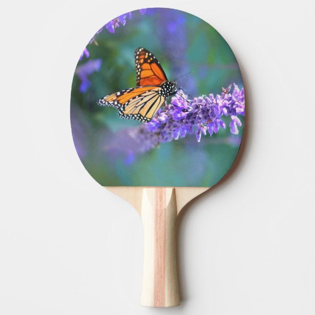 Monarch Butterfly på Lila lilac Flower Pingisracket (Framsidan)