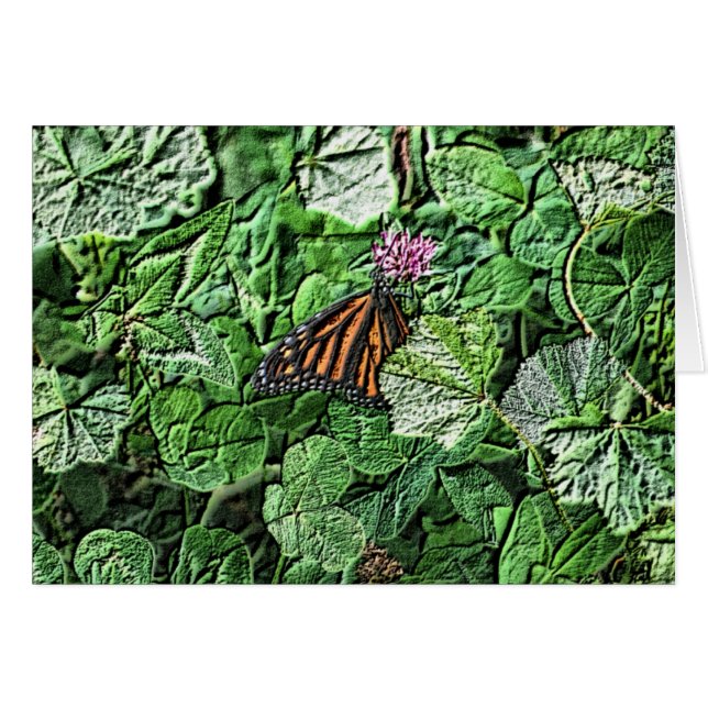 Monarch Butterfly på naturkonst i Klöver OBS Kort (Framsidan Horizontal)