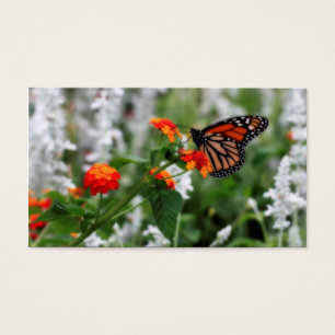 Monarch Butterfly på Orange och Red Lantana Visitkort