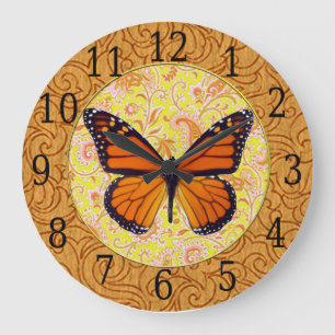 Monarch Butterfly på Paisley Clock Stor Klocka