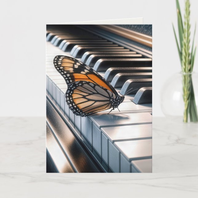 Monarch Butterfly på Piano Tangentbord Kort (Framsida)