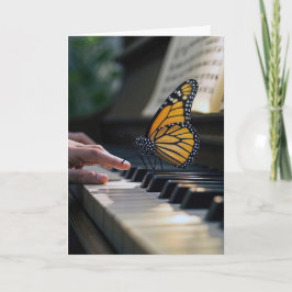 Monarch Butterfly på Piano Tangentbord Kort