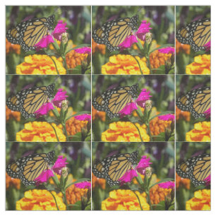 Monarch Butterfly på rosa marigold Tyg