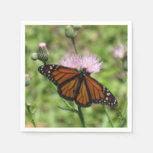 Monarch Butterfly på Rosa Thistle Napkins Pappersservett