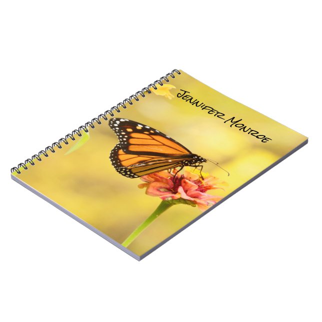 Monarch Butterfly på Zinnia Anteckningsbok (Vänstra Sidan)