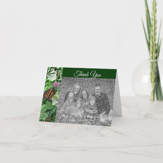 Monarch Butterfly Personlig Bröllop Photo Tack Kort (Framsida)