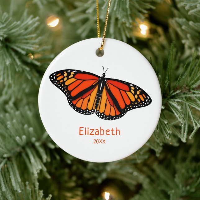 Monarch Butterfly personlig Julgransprydnad Keramik (Träd)