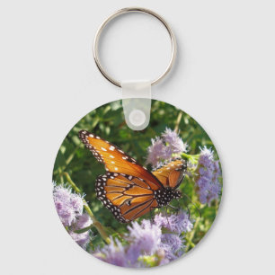 Monarch Butterfly Photo Lila Blommigt Natature Nyckelring