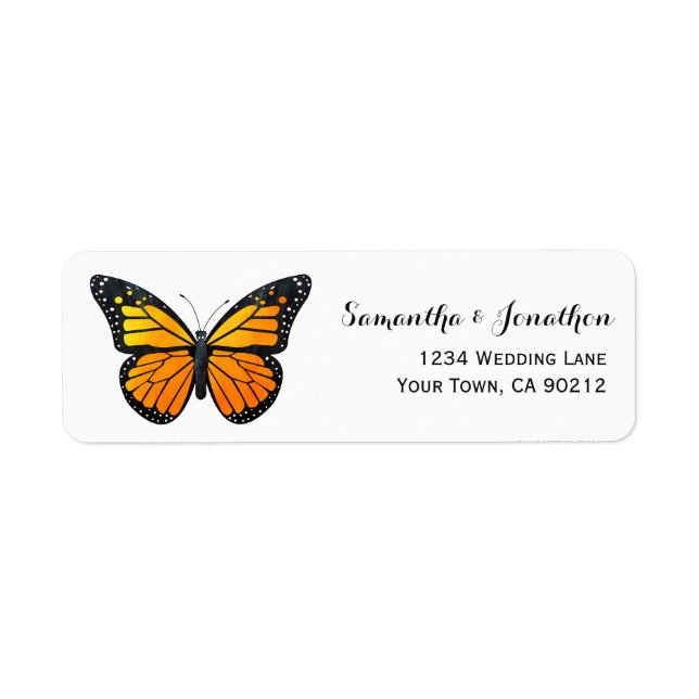 Monarch Butterfly Returadress Etikett (Framsidan)
