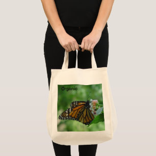 Monarch Butterfly Rosa Flower Organic Tygkasse
