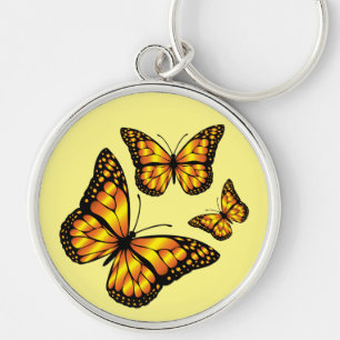 MONARCH BUTTERFLY RUND SILVERFÄRGAD NYCKELRING