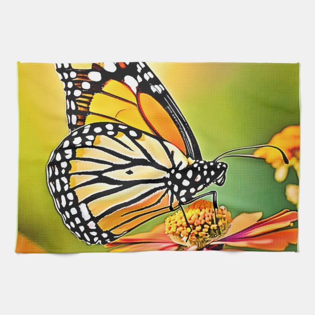 Monarch Butterfly Sip Design Kökshandduk (Horisontell)