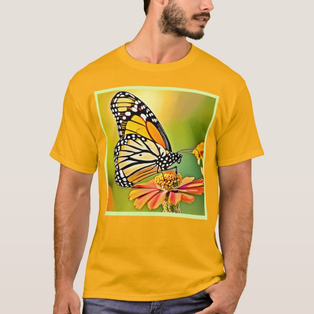 Monarch Butterfly Sip Design T Shirt (Framsida)