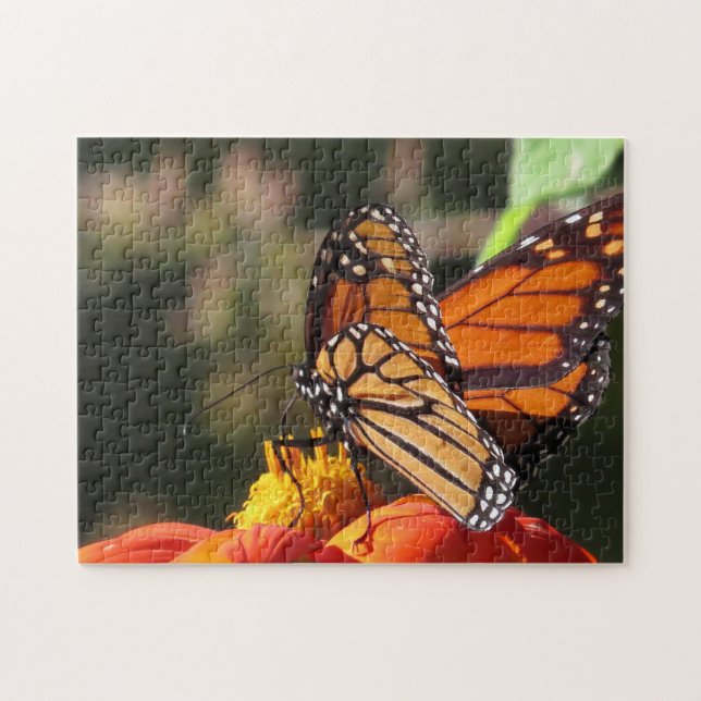 Monarch Butterfly Solrosblommor Flower Puzzle Pussel (Horisontell)