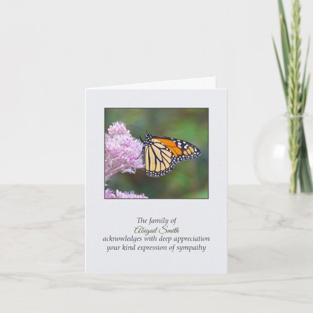 Monarch Butterfly Sympathy Tack you Card Kort (Framsida)