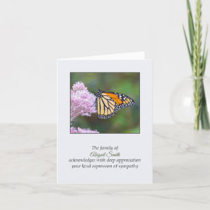 Monarch Butterfly Sympathy Tack you Card Kort