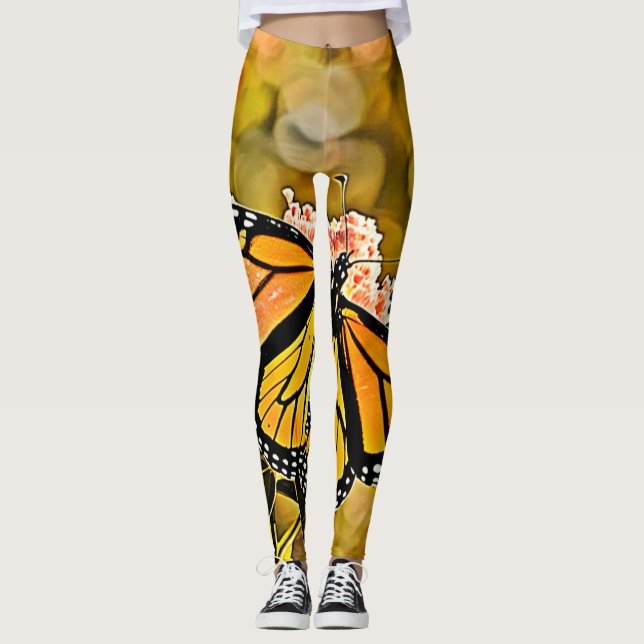 Monarch Butterfly Trädgårdskonst Leggings (Framsida)