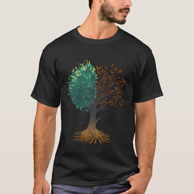 Monarch Butterfly Tree Insect Collector Entomologi T Shirt (Framsida)
