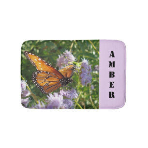 Monarch Butterfly, vacker Lila blommor Badrumsmatta