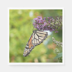 Monarch Butterfly vid Lila Butterfly Bush Pappersservett